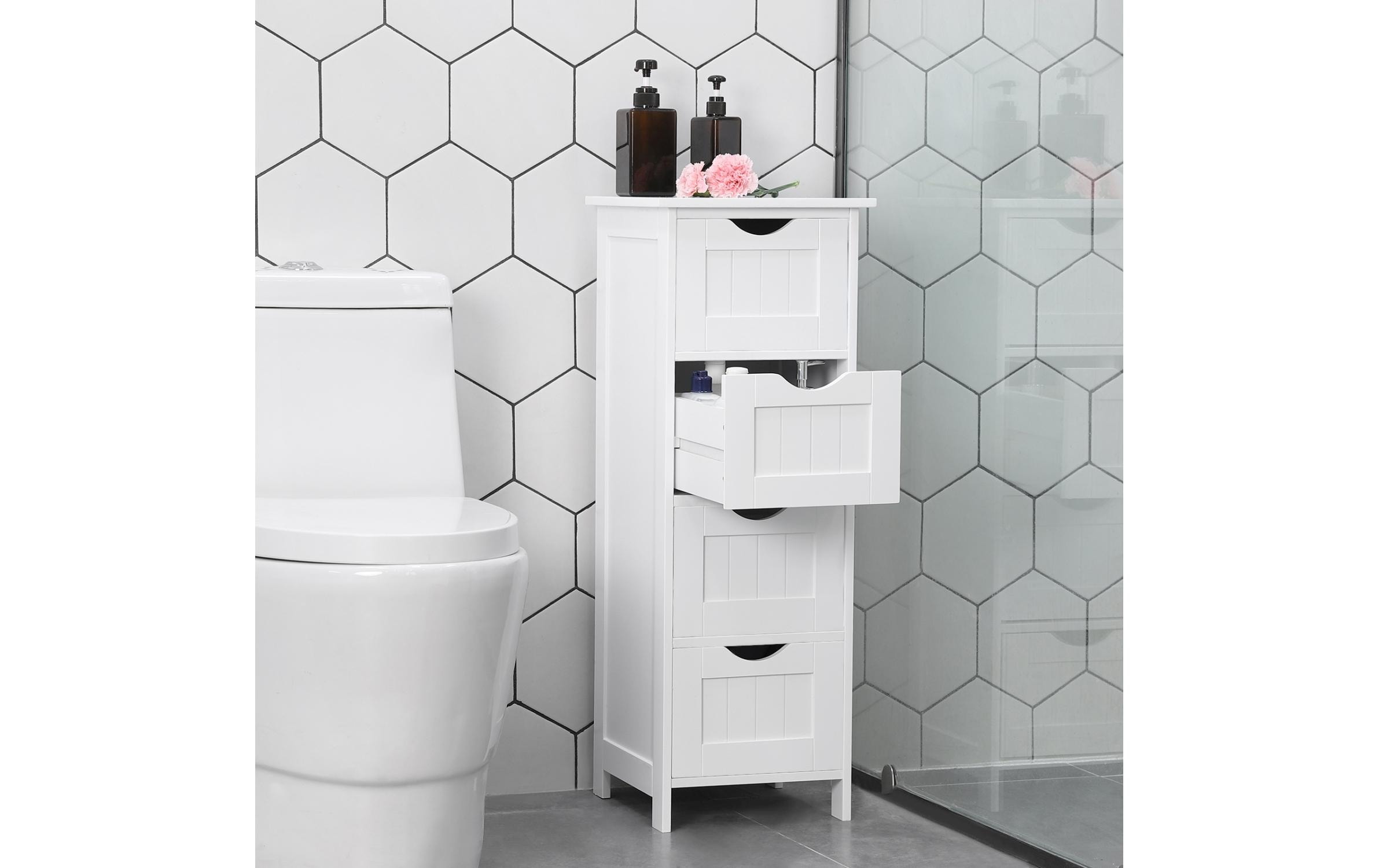 VASAGLE Badezimmerregal mit 4 Schubladen 30 x 82 cm, Weiss