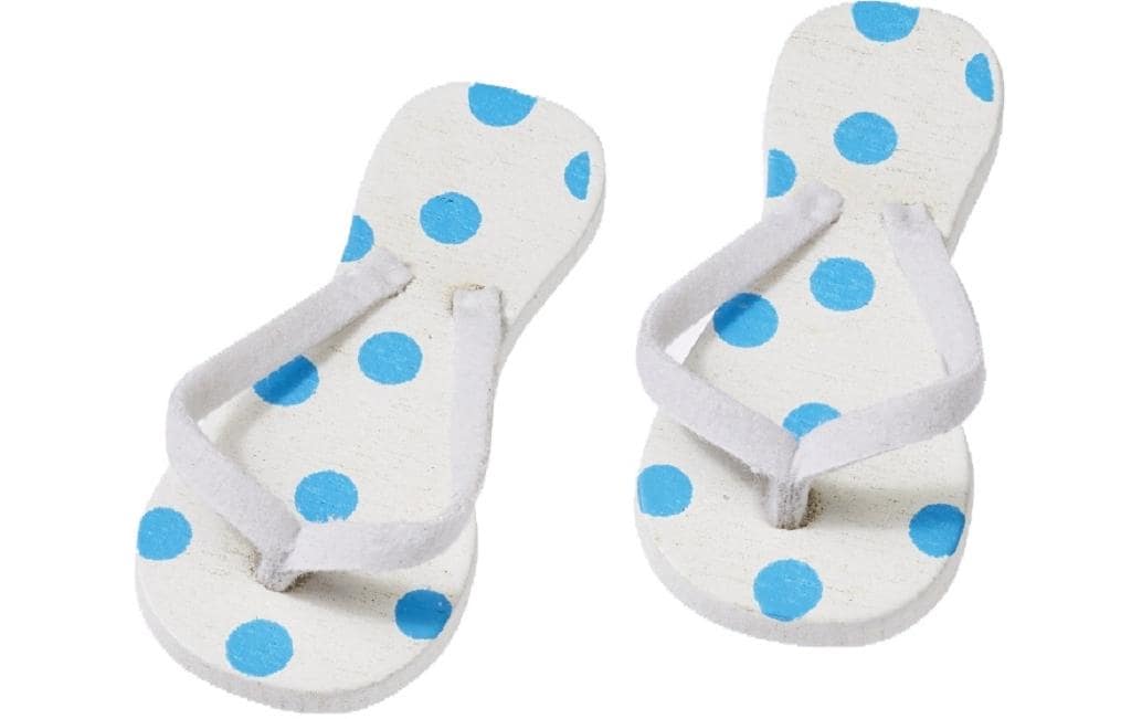 HobbyFun Mini-Utensilien Flip-Flops Weiss/ Blau gepunktet