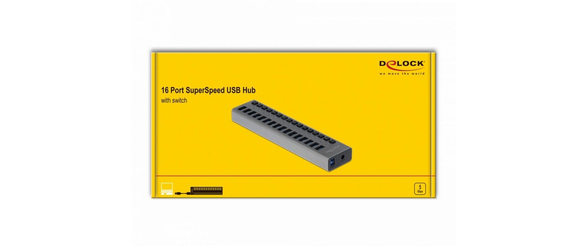 Delock USB-Hub 16-Ports und Schalter