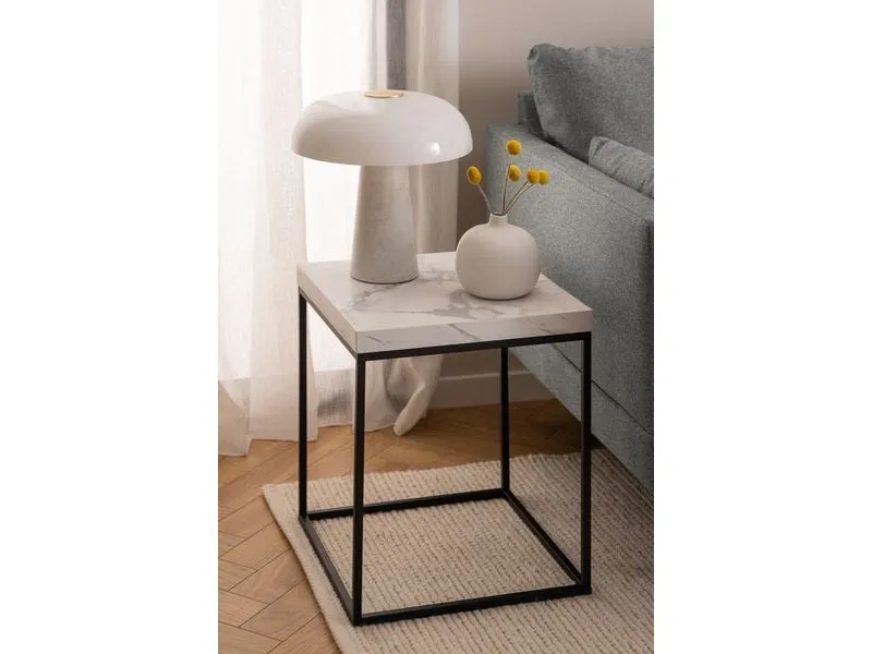 AC Design Beistelltisch Barossa 40 x 40 x 45 cm, Schwarz/Weiss