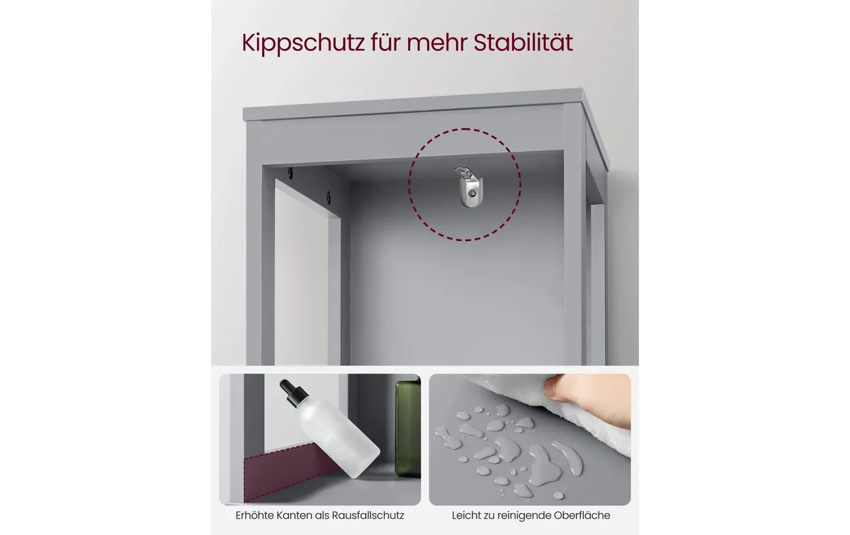 VASAGLE Kommode in Landhausstil 30 x 141.5 cm, Grau