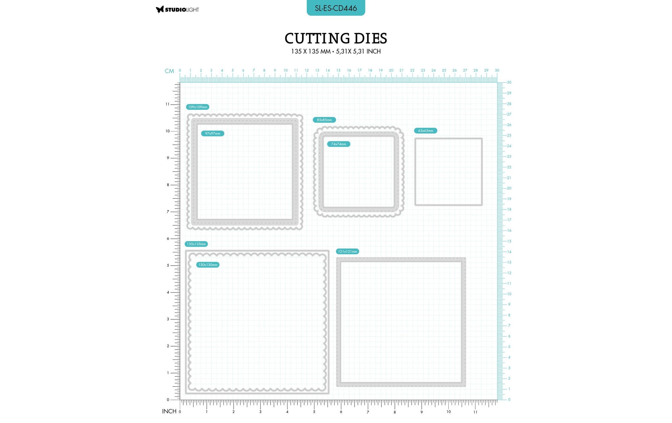 Studio Light Stanzschablone Passepartour 135x135x1 mm, 8 Stück