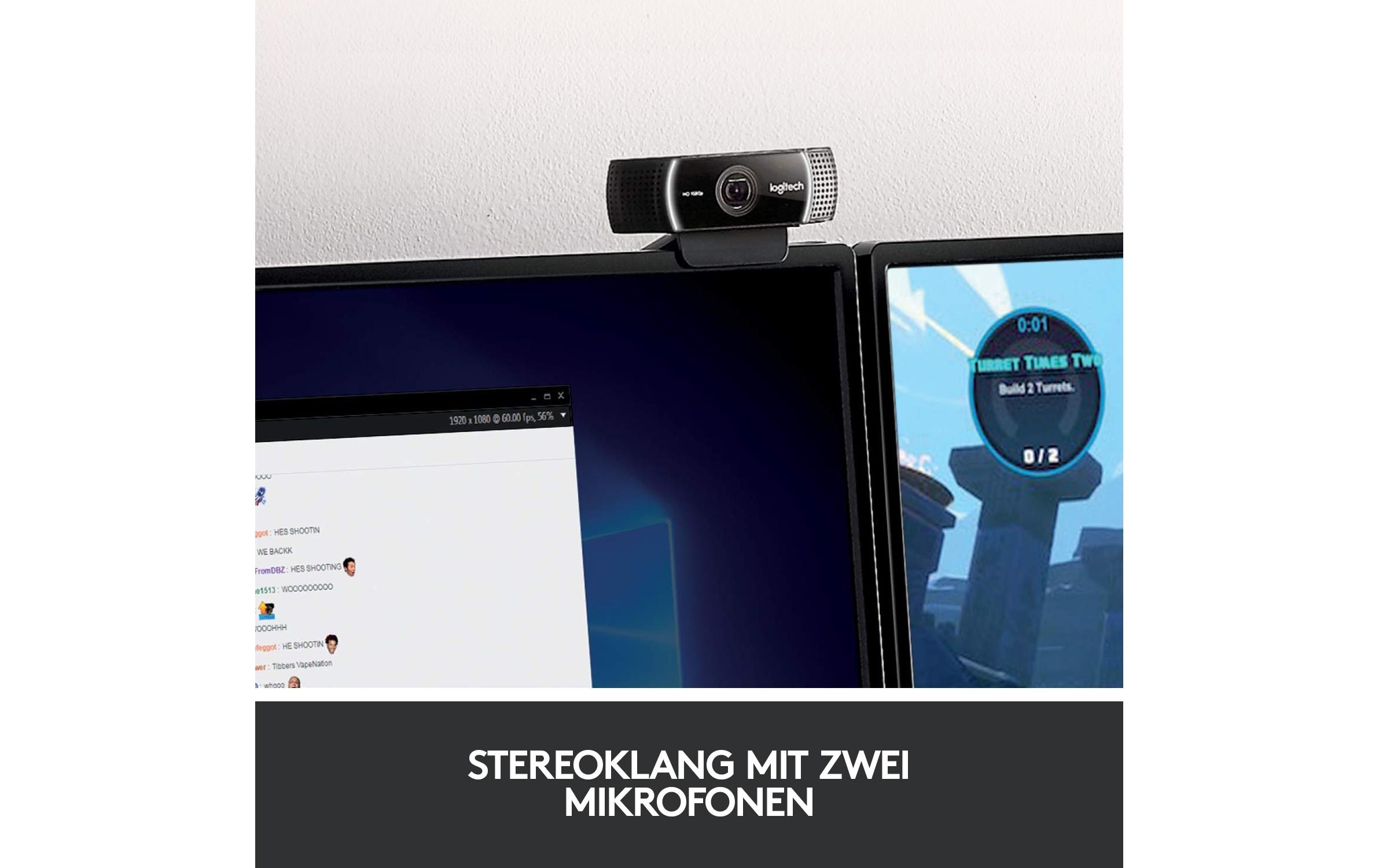 Logitech Webcam C922 Pro Stream , mit Stativ, Full-HD 1080p, USB