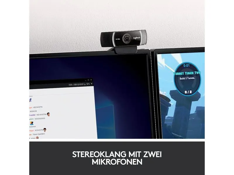 Logitech Webcam C922 Pro Stream , mit Stativ, Full-HD 1080p, USB Logitech Webcam C922 Pro Stream , mit Stativ, Full-HD 1080p, USB