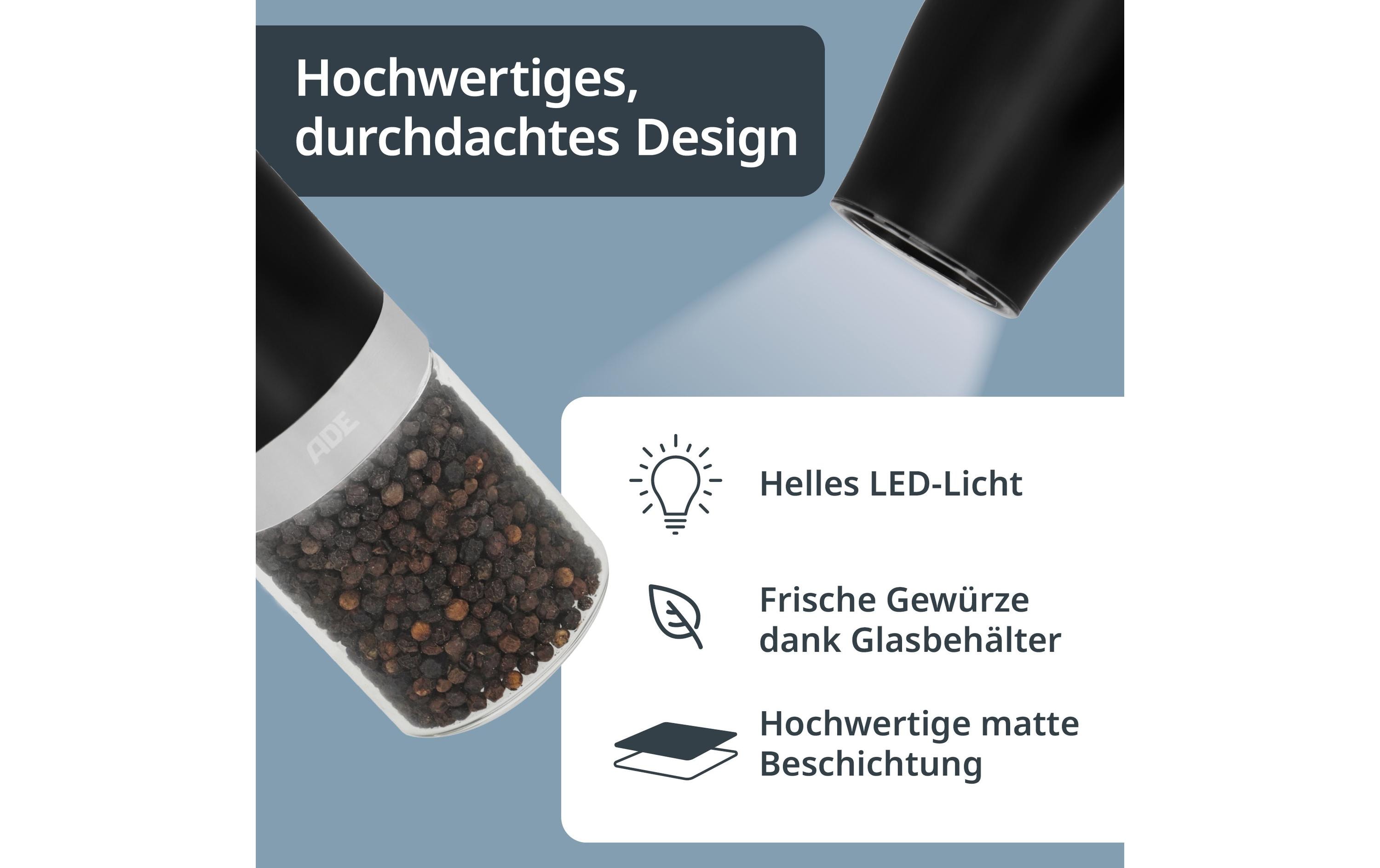 ADE Salz- und Pfeffermühle 18.3 cm, Schwarz