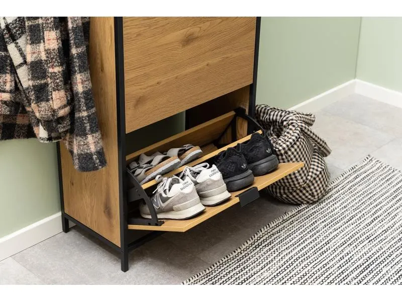 AC Design Schuhschrank Seaford 56 x 30 x 129 cm, Nature/Schwarz AC Design Schuhschrank Seaford 56 x 30 x 129 cm, Nature/Schwarz