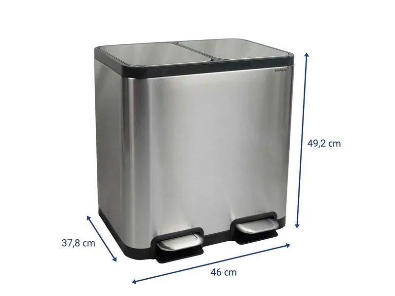 Maul Abfalleimer Cycle 20 + 20 l, Schwarz/Silber