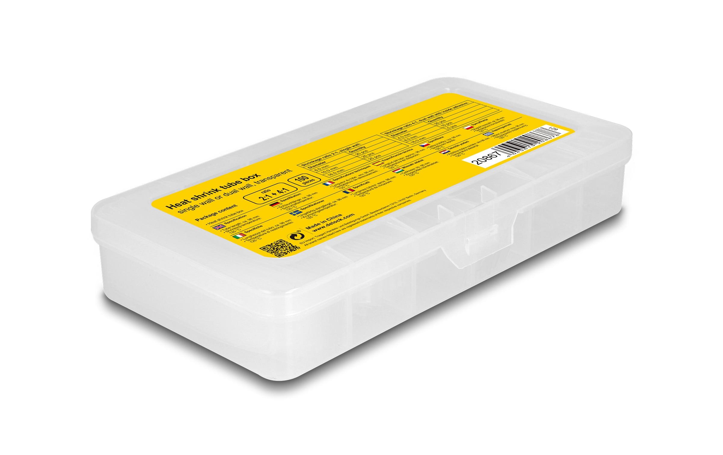 Delock Schrumpfschlauch 100-teilig Sortimentsbox, transparent Delock Schrumpfschlauch 100-teilig Sortimentsbox, transparent