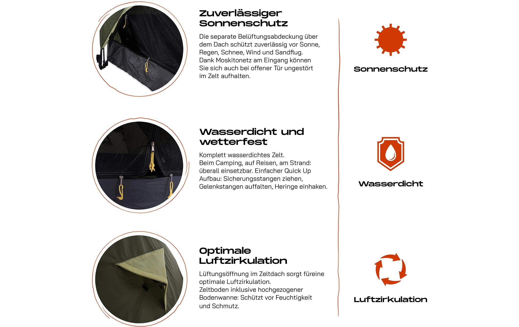 Where tomorrow Where Tomorrow 2 Personen Pop Up Zelt 160 cm x 70 cm, Grün