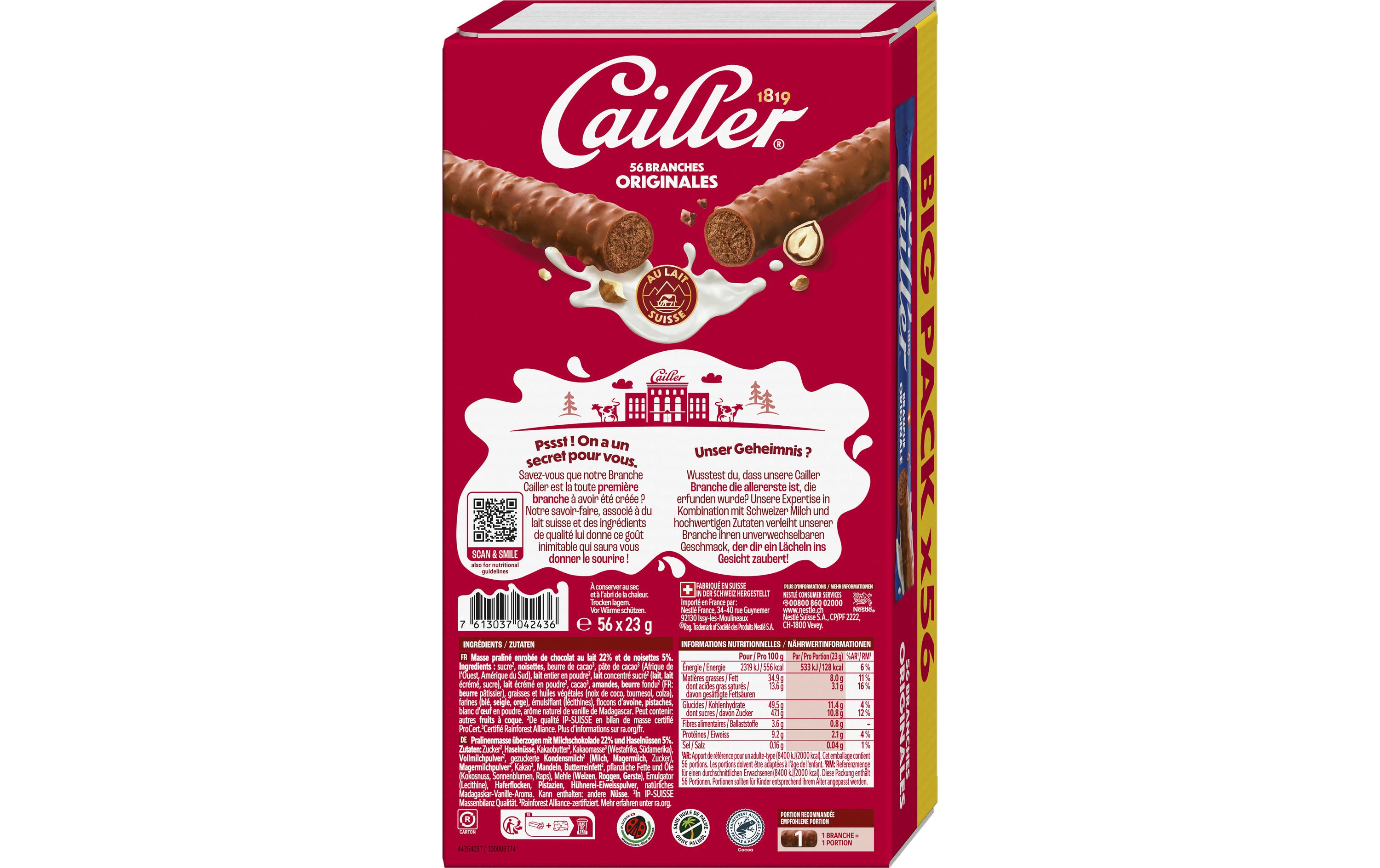 Cailler Schokoladenriegel Branches Originale 56 x 23 g