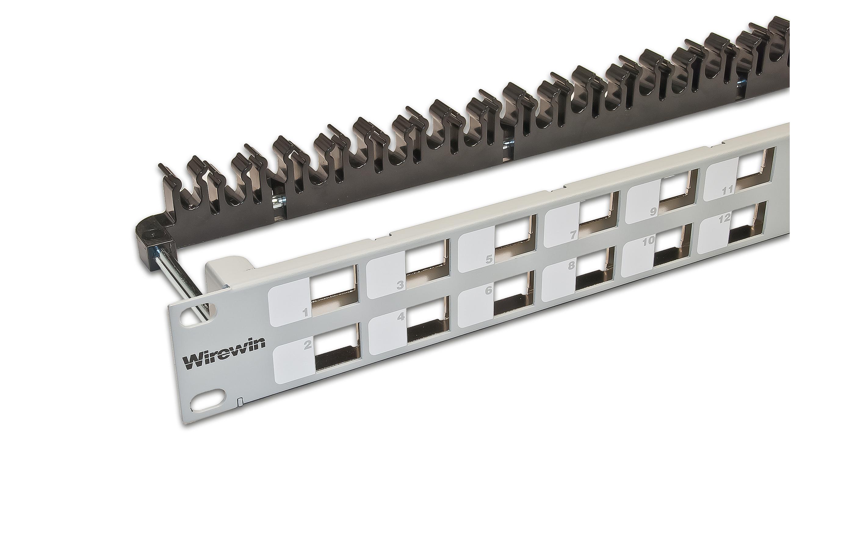 Wirewin Patchpanel 24 Port, Keystone, 1HE 19 Rack Hellgrau