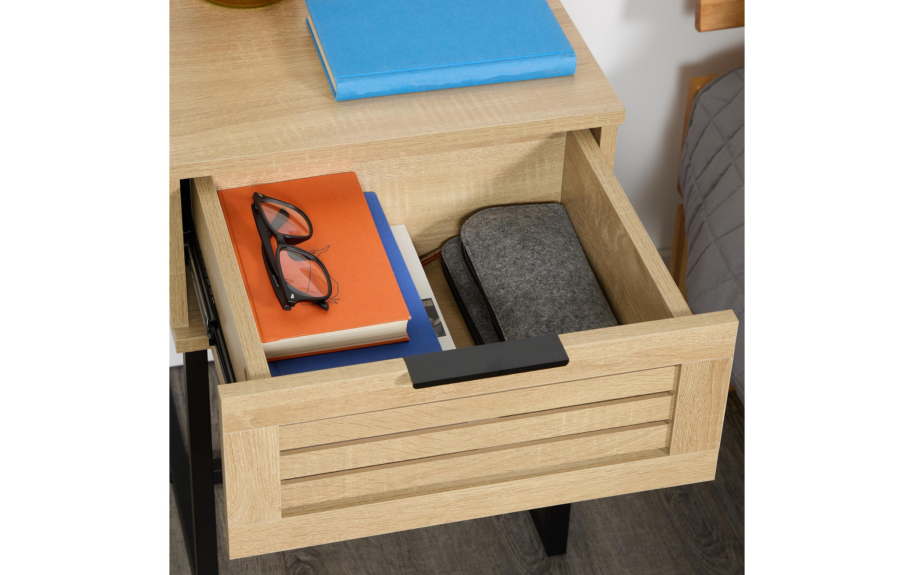 relaxdays Nachttisch mit Schublade 55.5 x 40 x 41.5 cm