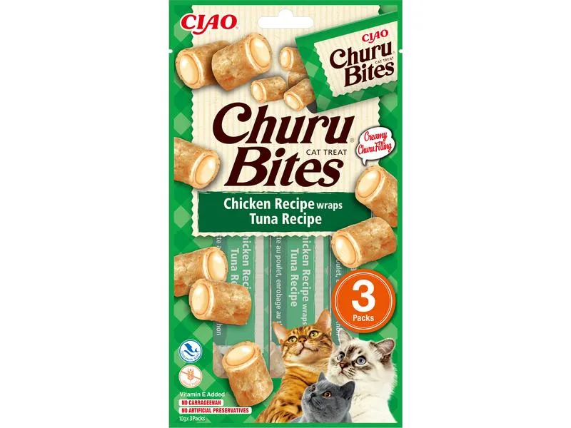 CIAO Churu Katzen-Snack Bites Huhn & Thunfisch, 3 x 10 g