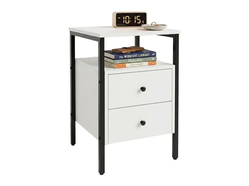 relaxdays Nachttisch 40 x 61 cm, Weiss/Schwarz relaxdays Nachttisch 40 x 61 cm, Weiss/Schwarz