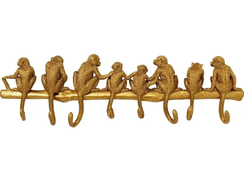 Kare Wandgarderobe Monkey 8 Haken, Gold Kare Wandgarderobe Monkey 8 Haken, Gold