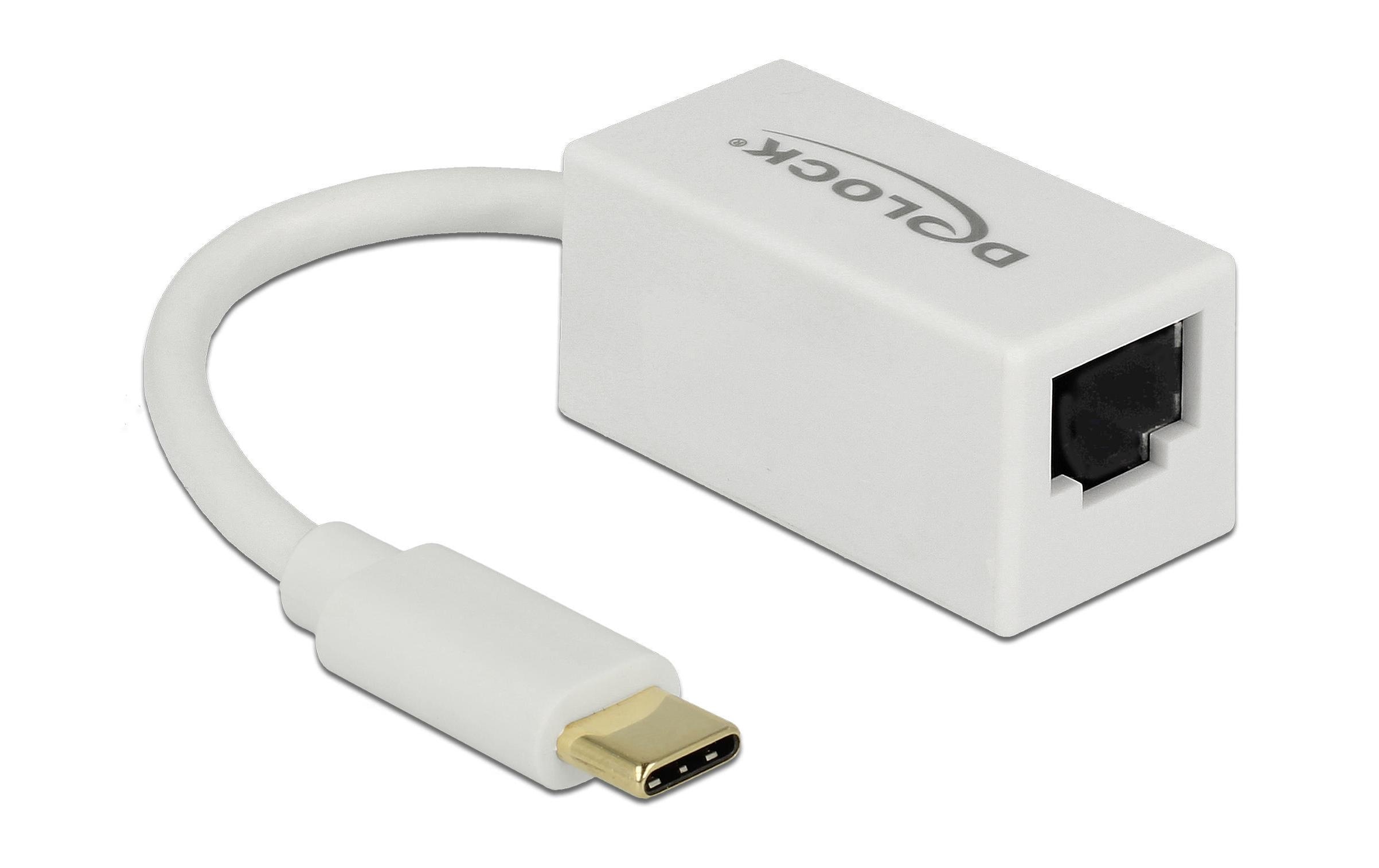 Delock Netzwerk-Adapter USB-C - RJ45 1Gbps, Weiss Delock Netzwerk-Adapter USB-C - RJ45 1Gbps, Weiss