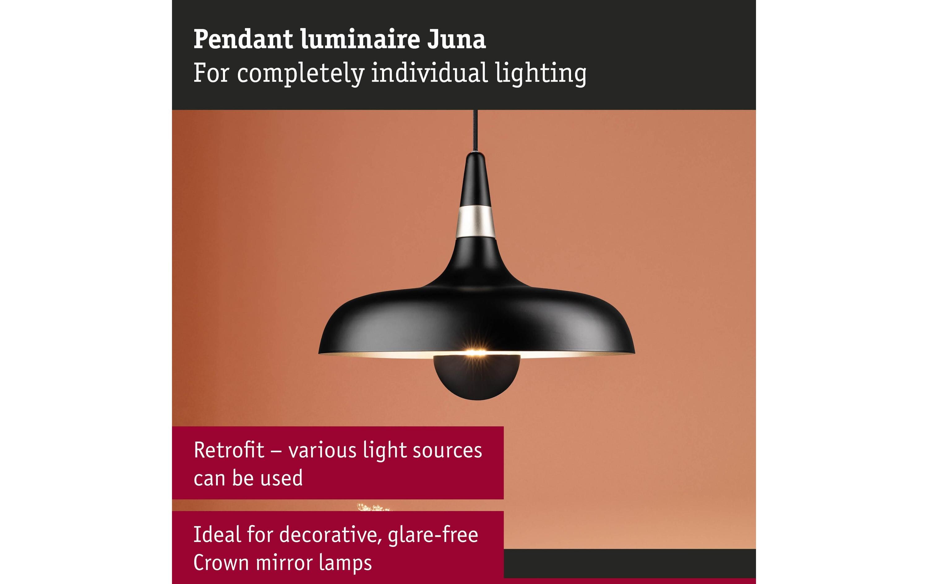 Paulmann Neordic Pendelleuchte Juna E27, Schwarz matt