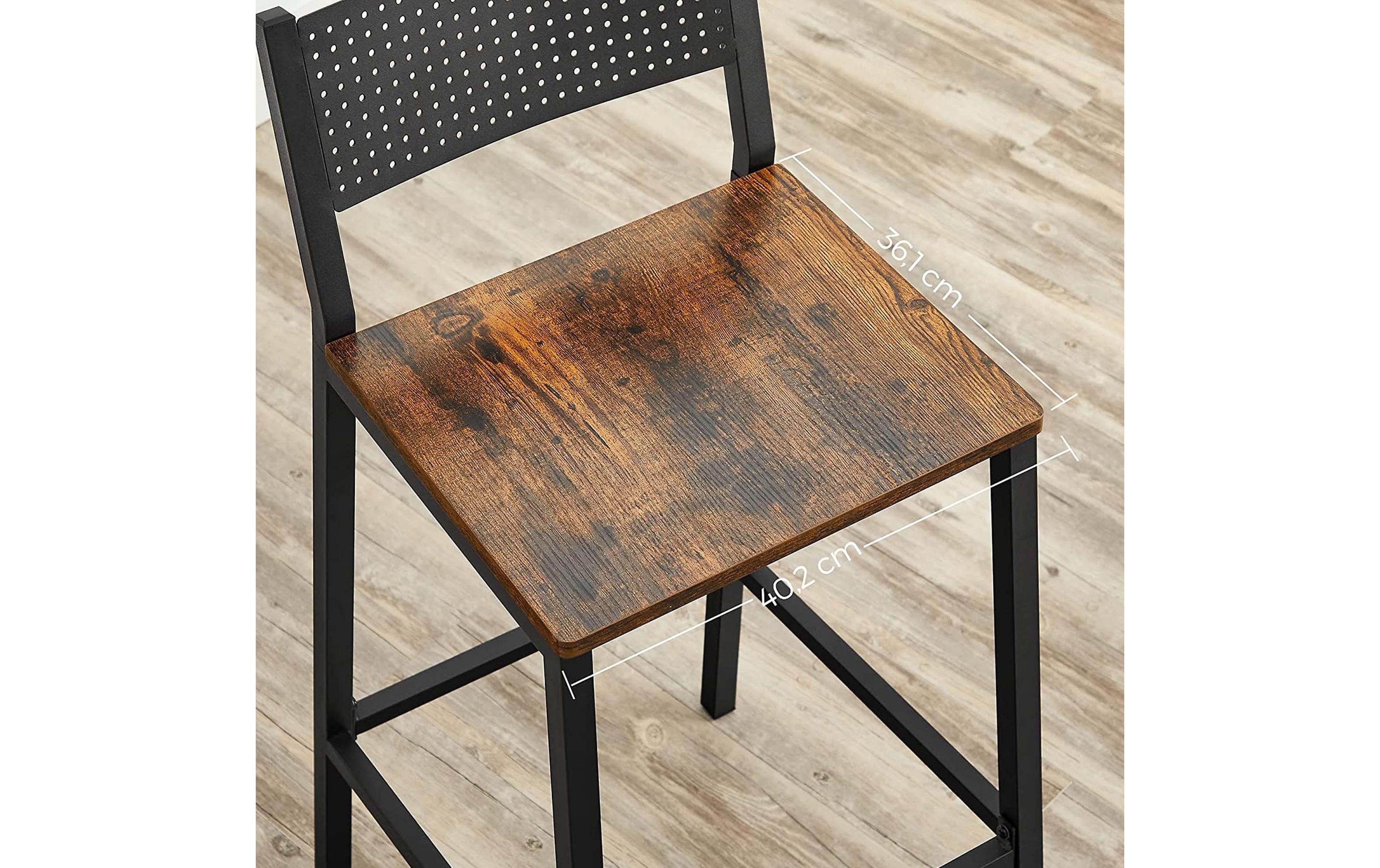 VASAGLE Barhocker 2 Stück 43.1 x 97.2 cm, Schwarz/Braun