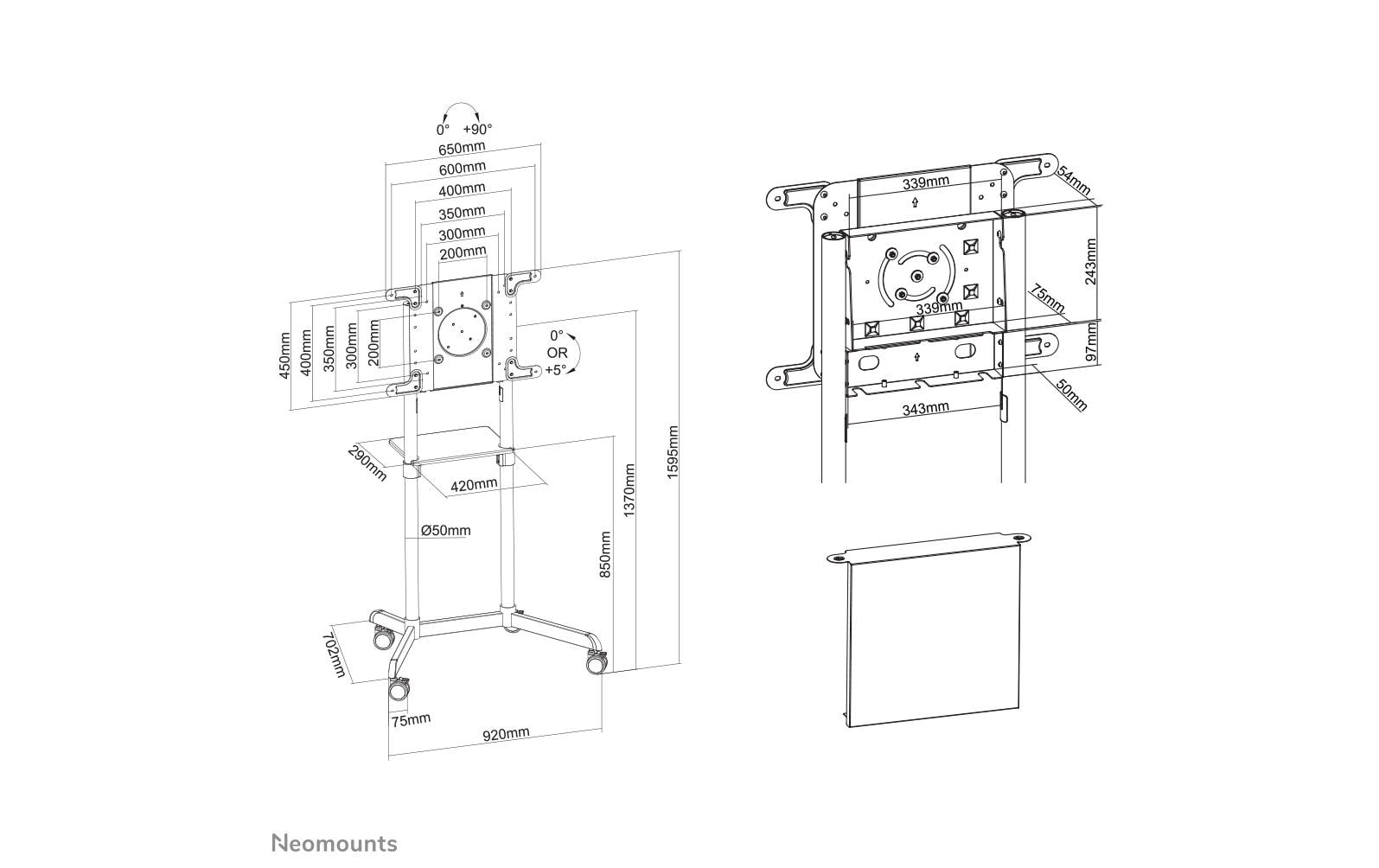 NEOMOUNTS TV-Trolley NS-M1250 Schwarz