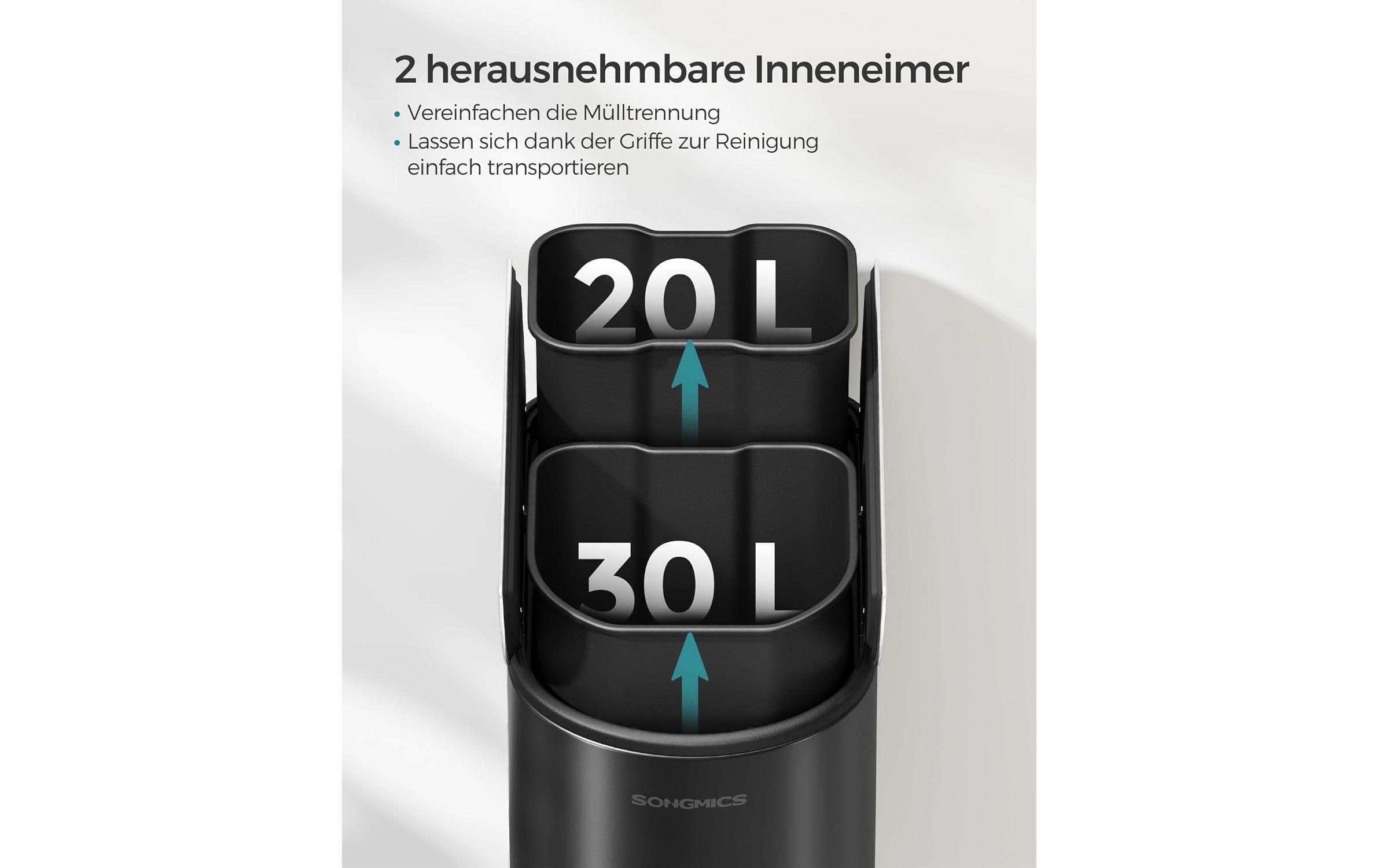 Songmics Abfalleimer 30 l, Schwarz