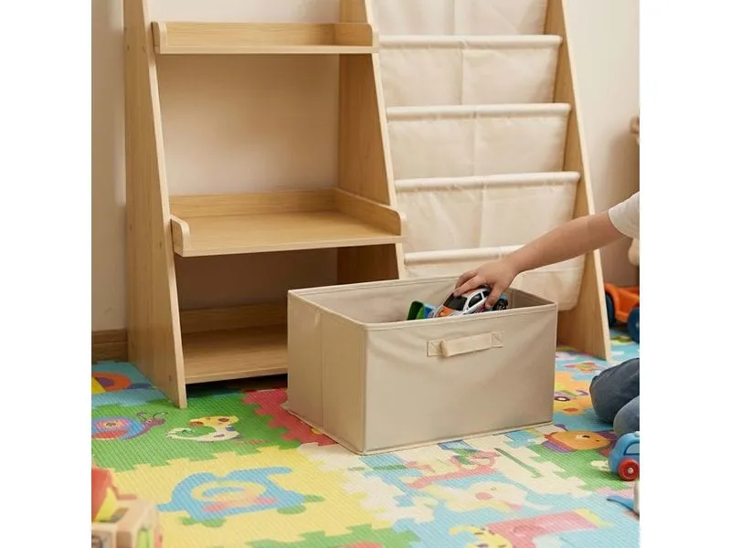 relaxdays Kinderbücherregal MDF Polyester Vlies Natur Weiss relaxdays Kinderbücherregal MDF Polyester Vlies Natur Weiss