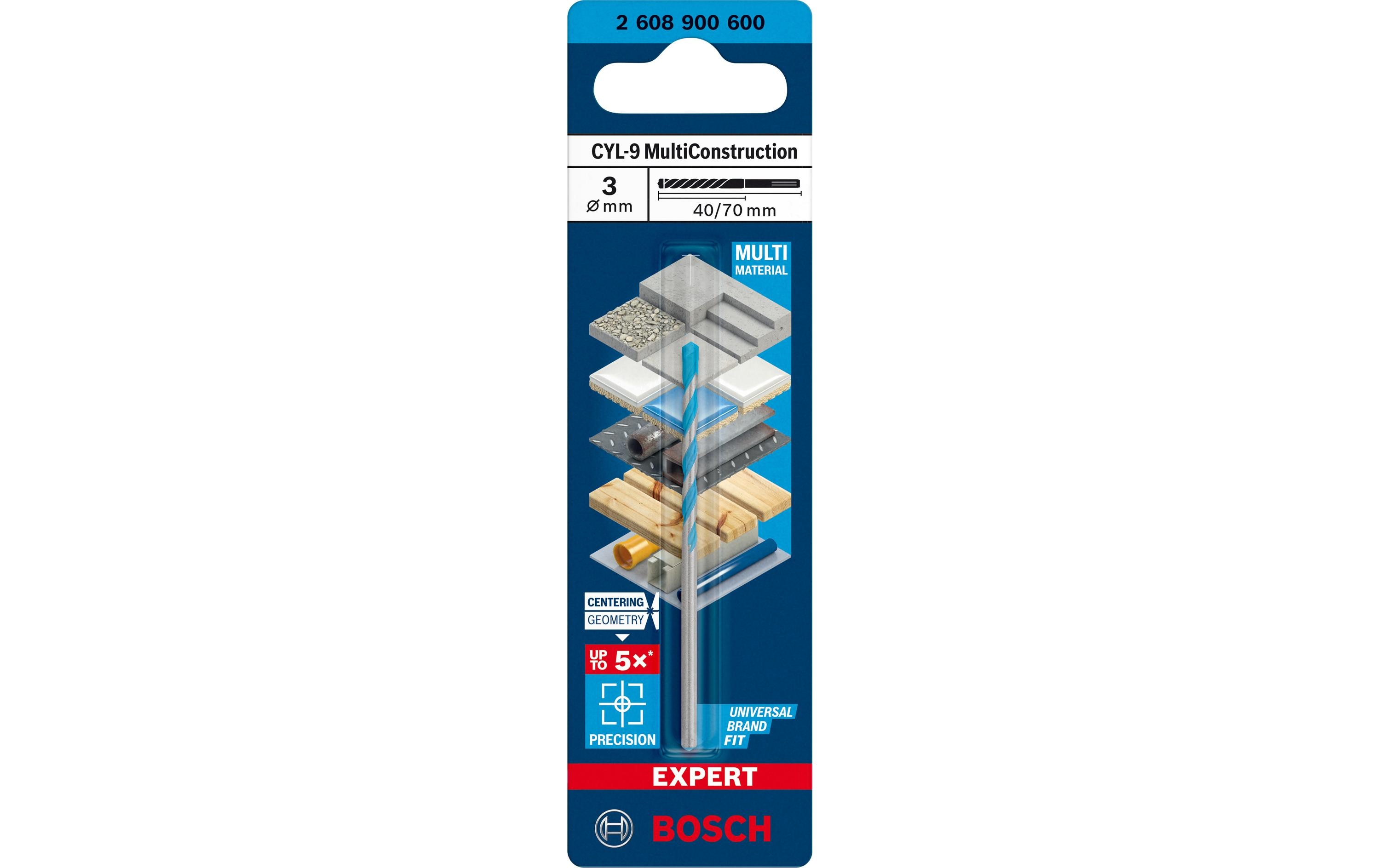 Bosch Professional Bohrer EXPERT CYL-9 MultiConstruction, 3 x 40 x 70 mm