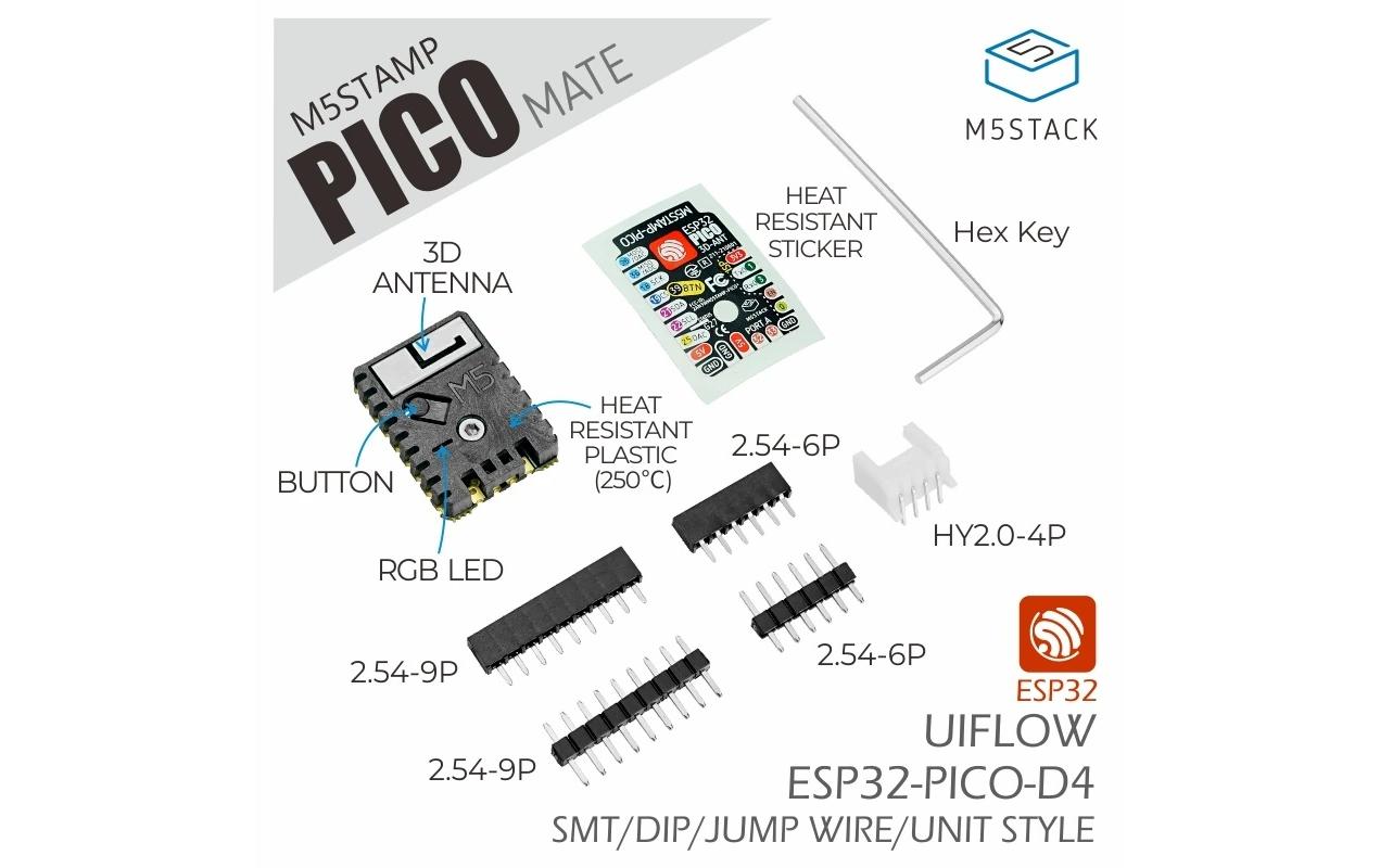 M5Stack Entwicklerboard M5Stamp Pico Mate mit Pin Headers M5Stack Entwicklerboard M5Stamp Pico Mate mit Pin Headers