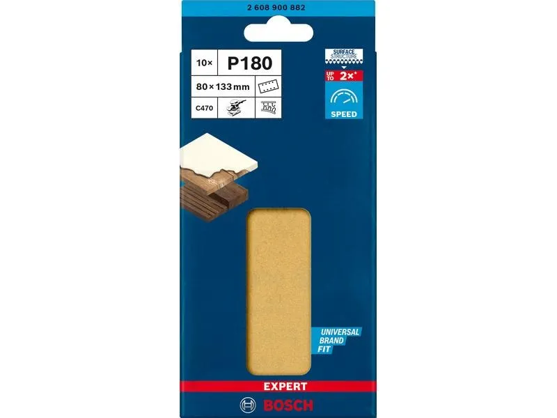 Bosch Professional Schleifpapier EXPERT C470, 80 x 133 mm, G 180, 10-tlg. Bosch Professional Schleifpapier EXPERT C470, 80 x 133 mm, G 180, 10-tlg.