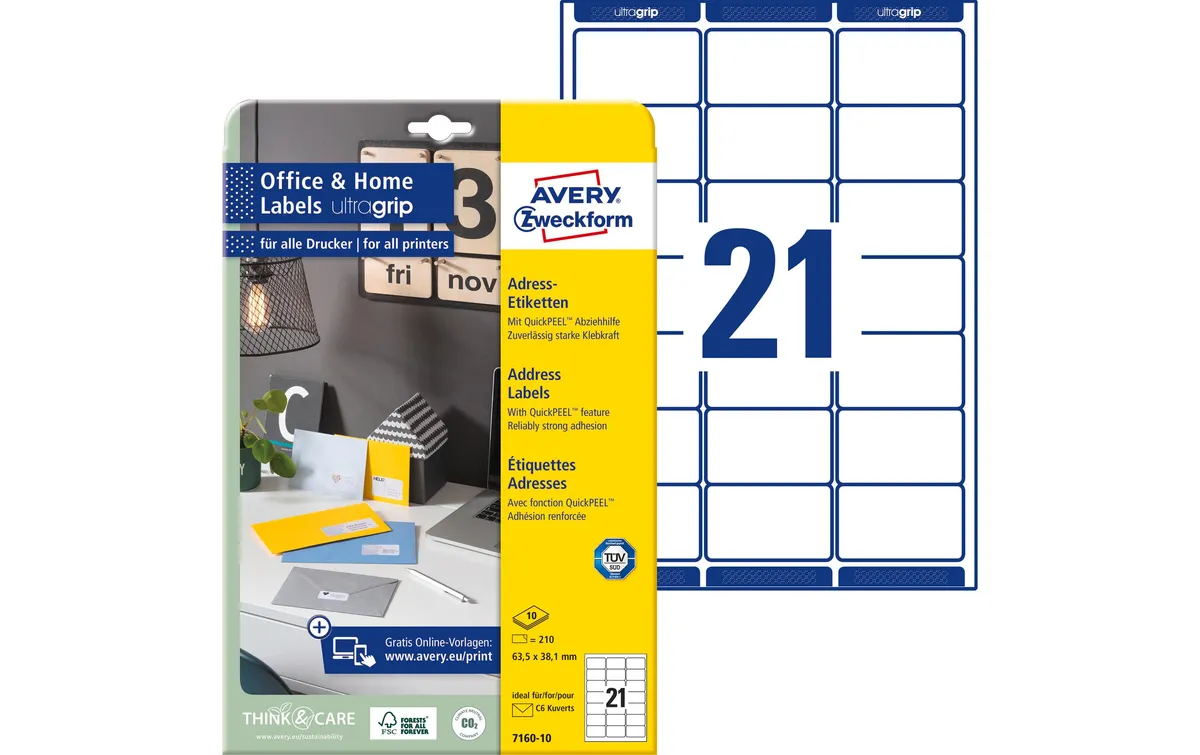 Avery Zweckform Hinweis-Etiketten Set Ø 63.5 x 38.1 mm, 10 Blatt Avery Zweckform Hinweis-Etiketten Set Ø 63.5 x 38.1 mm, 10 Blatt