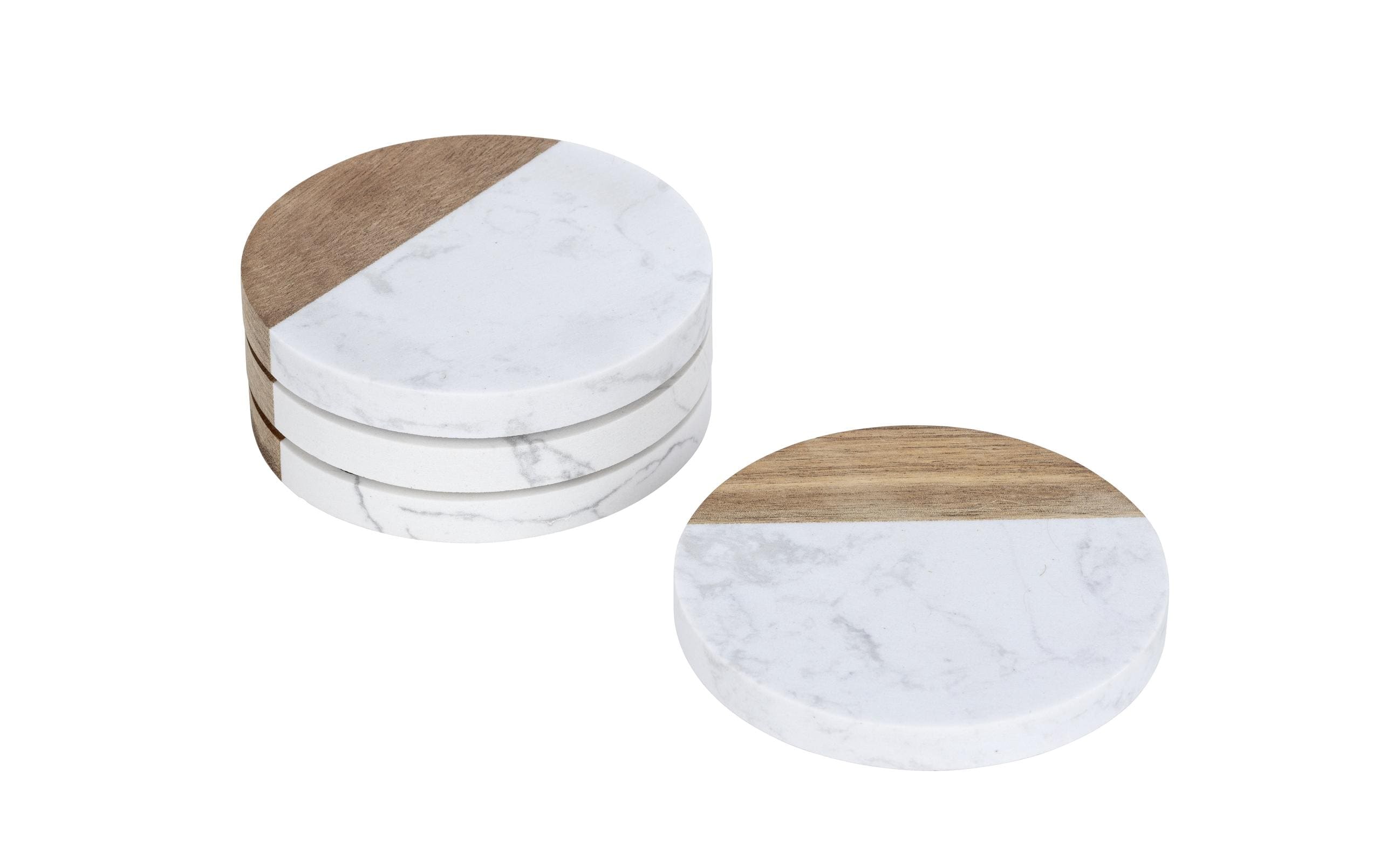 Wenko Glasuntersetzer Marnie 10 x 10 cm, 4 Stück, Braun/Weiss