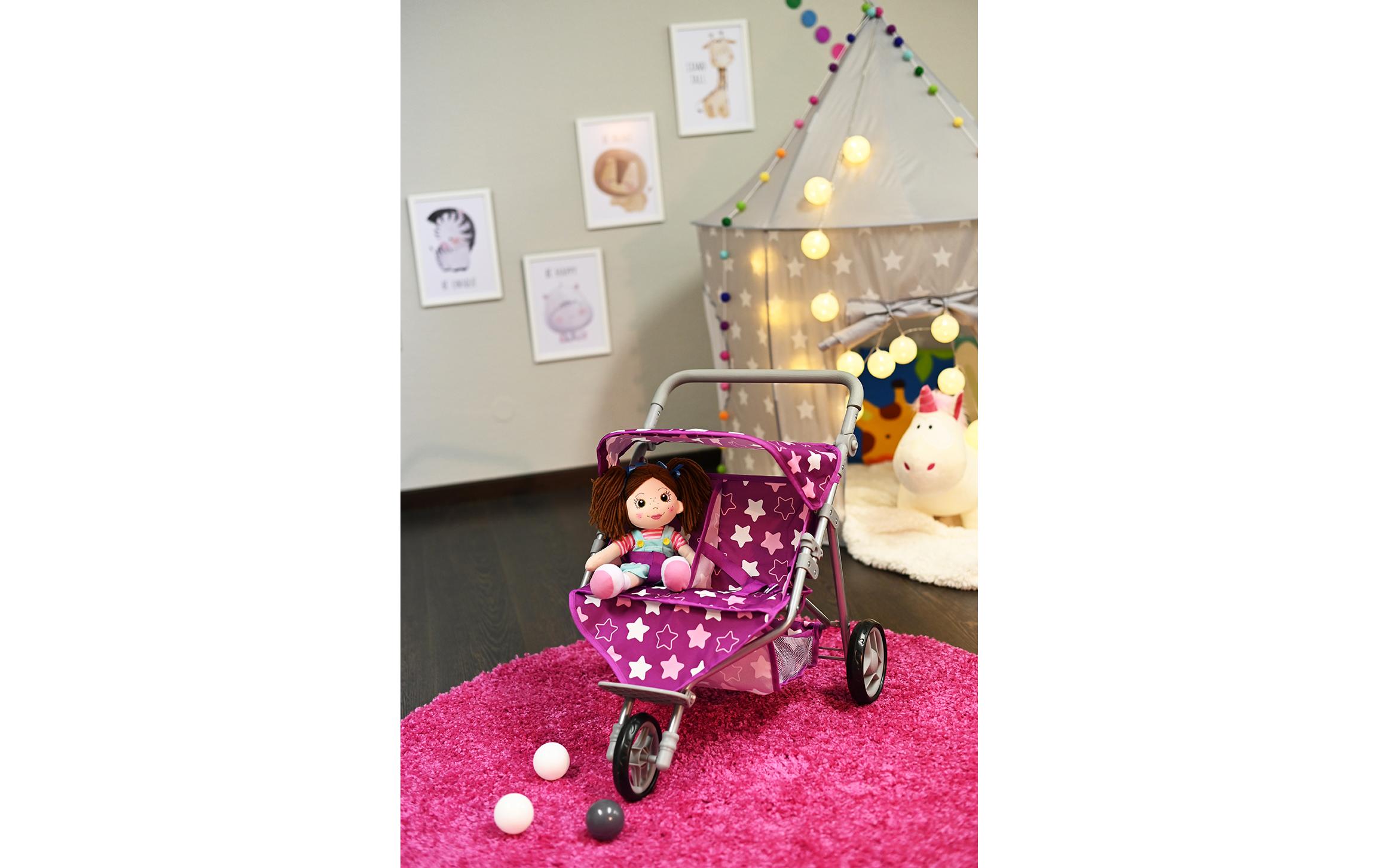 Knorrtoys Zwillingspuppenwagen Star Dark Pink