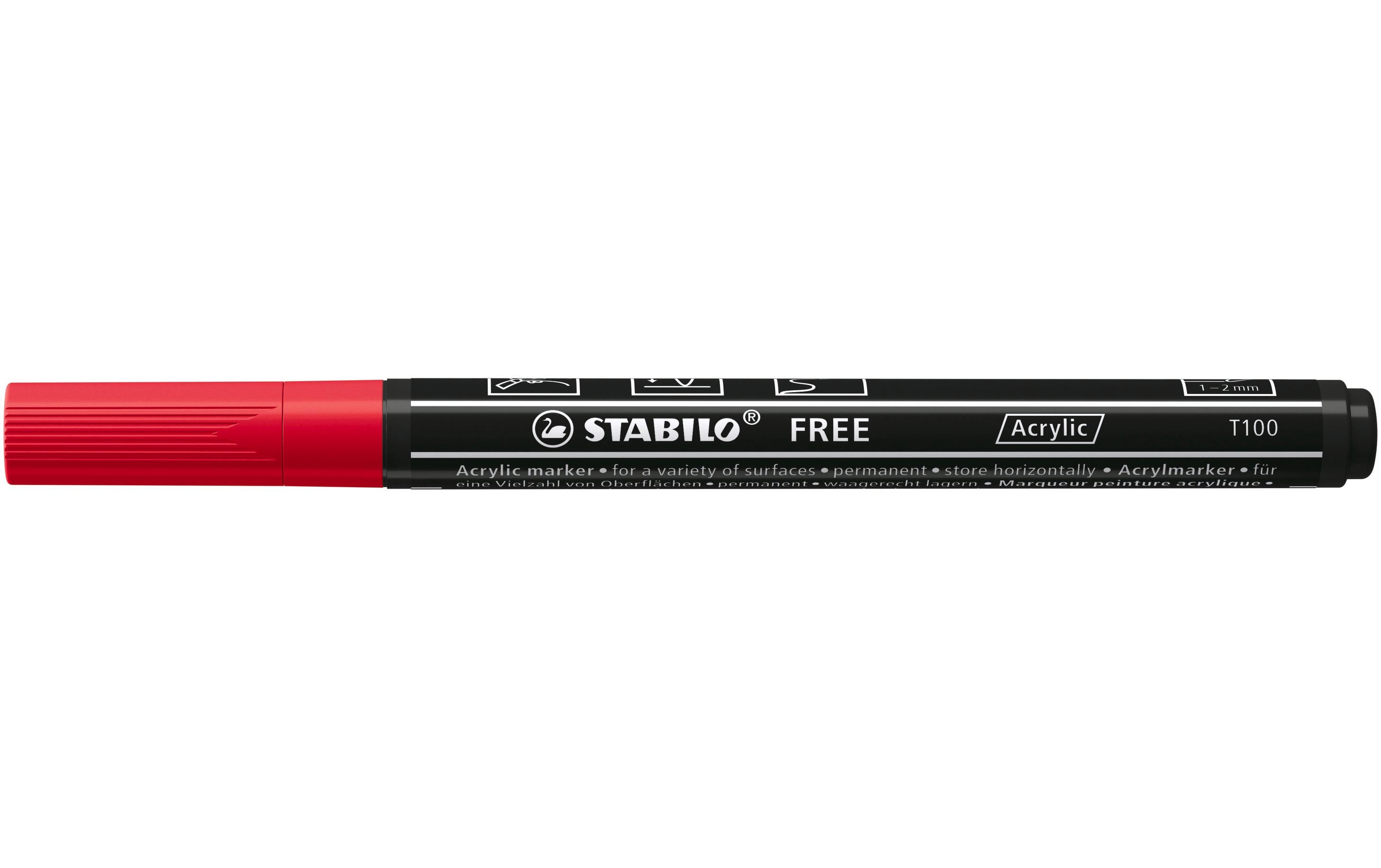 STABILO Acrylmarker Free Acrylic T100 Karmin
