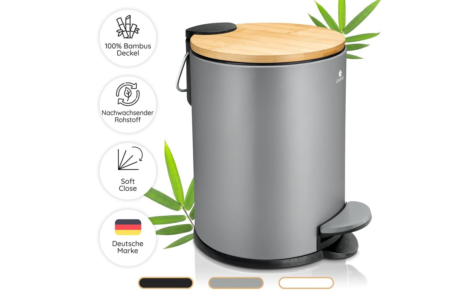 Exitoso Tretmülleimer mit Softclose-Deckel 3 l, Grau