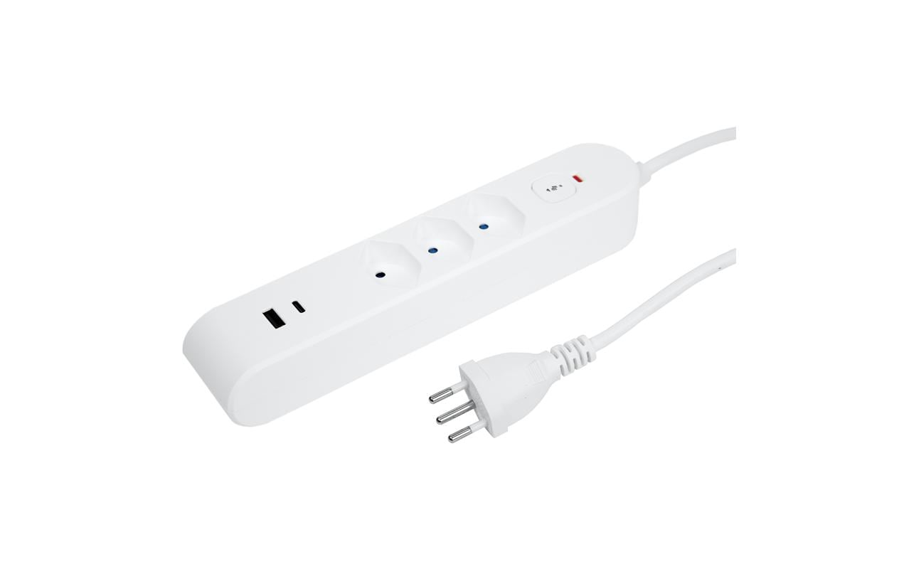 STEFFEN Steckdosenleiste IQ 3 x T13, USB-A+C, Weiss, 3 m Kabel STEFFEN Steckdosenleiste IQ 3 x T13, USB-A+C, Weiss, 3 m Kabel