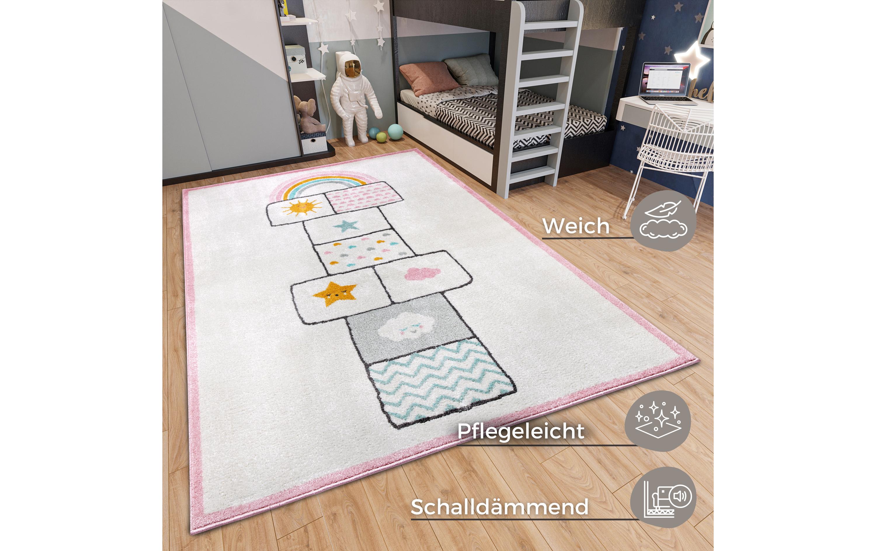 Hanse Home Dekoteppich Hüpf-Abenteuer 120 x 170 cm, Rosa