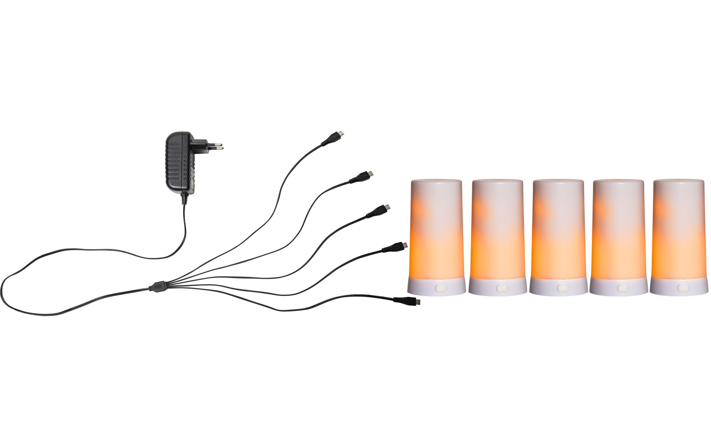 Star Trading LED-Kerzen Set Candle Diner Start Ø6.8 x 13 cm, Weiss, 5 Stk