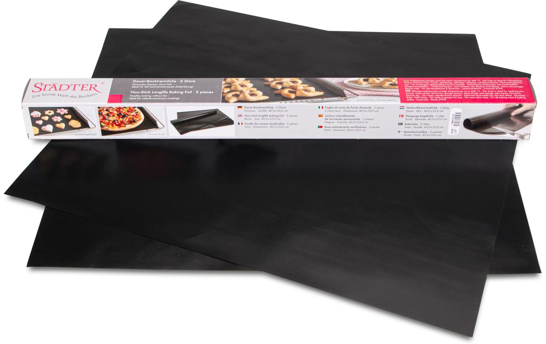 Städter Dauerbackfolie 2 Stück, Schwarz, 33 x 40 cm