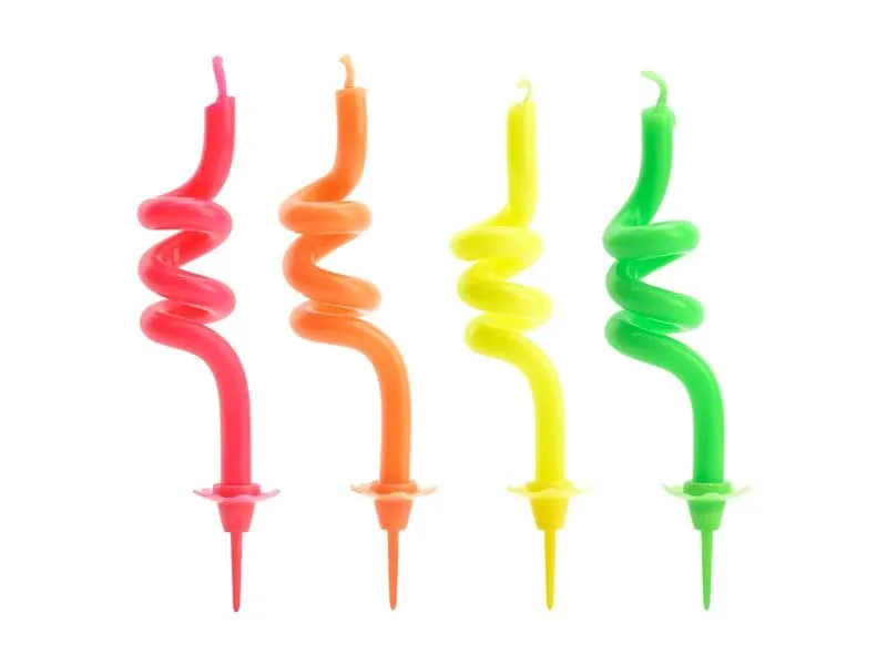 Partydeco Geburtstagskerzen Curl Gedreht Mehrfarbig 8 cm 4 Stück