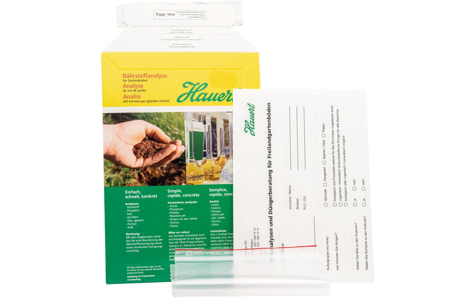 Hauert Nährstoffanalyse-Set (Bodenanalyse) für Gartenböden