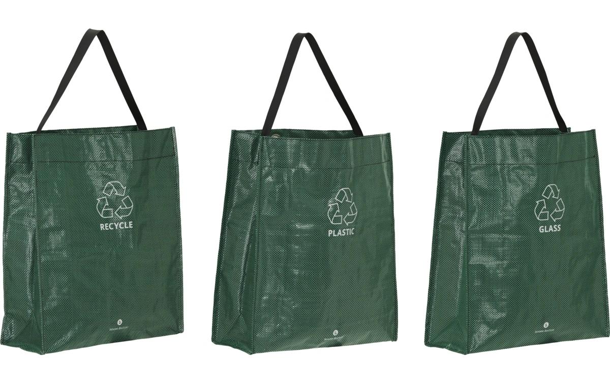 House Doctor Recyclingtasche HDRecycle, 38 x 15 x 44 cm, Grün, 3er Set