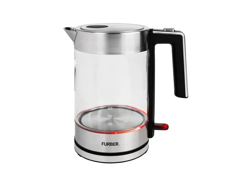 FURBER Wasserkocher Vetro 1.7 l, Silber/Transparent