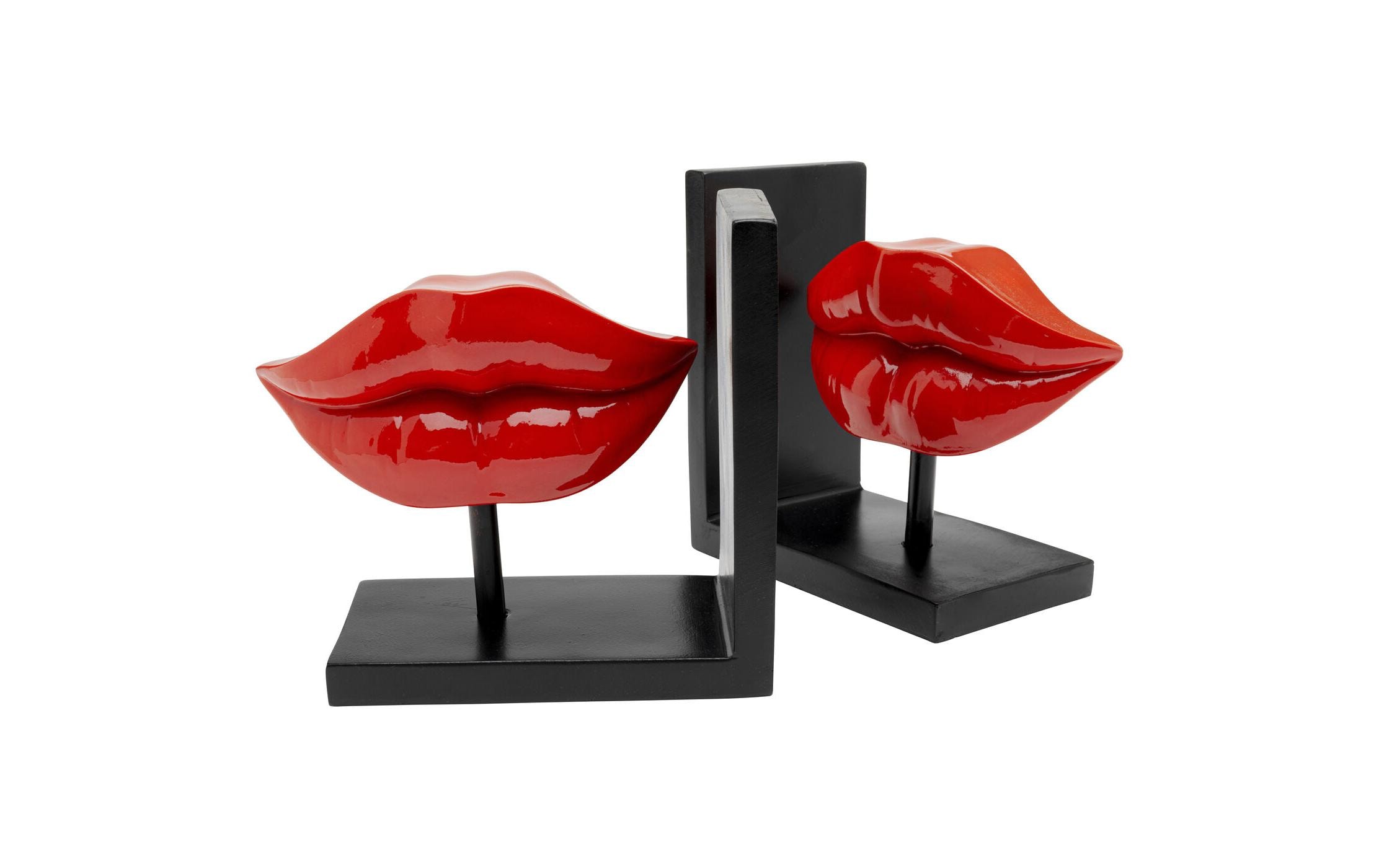 Kare Buchstütze Lips 2er Set, Rot/Schwarz