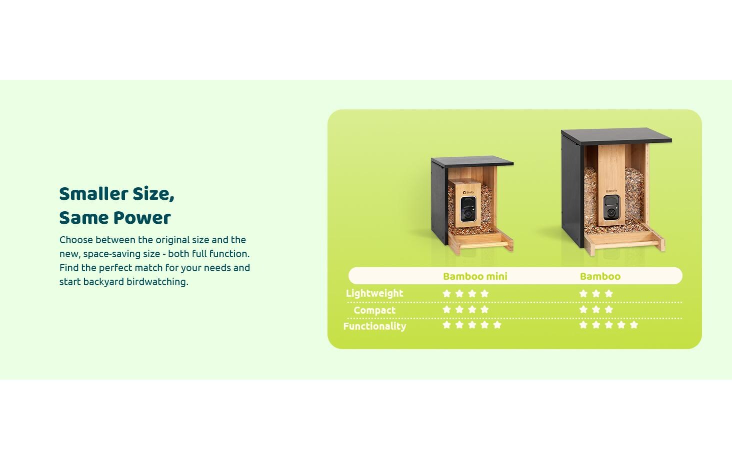 Birdfy Futterspender FSC Bambus Mini Solar