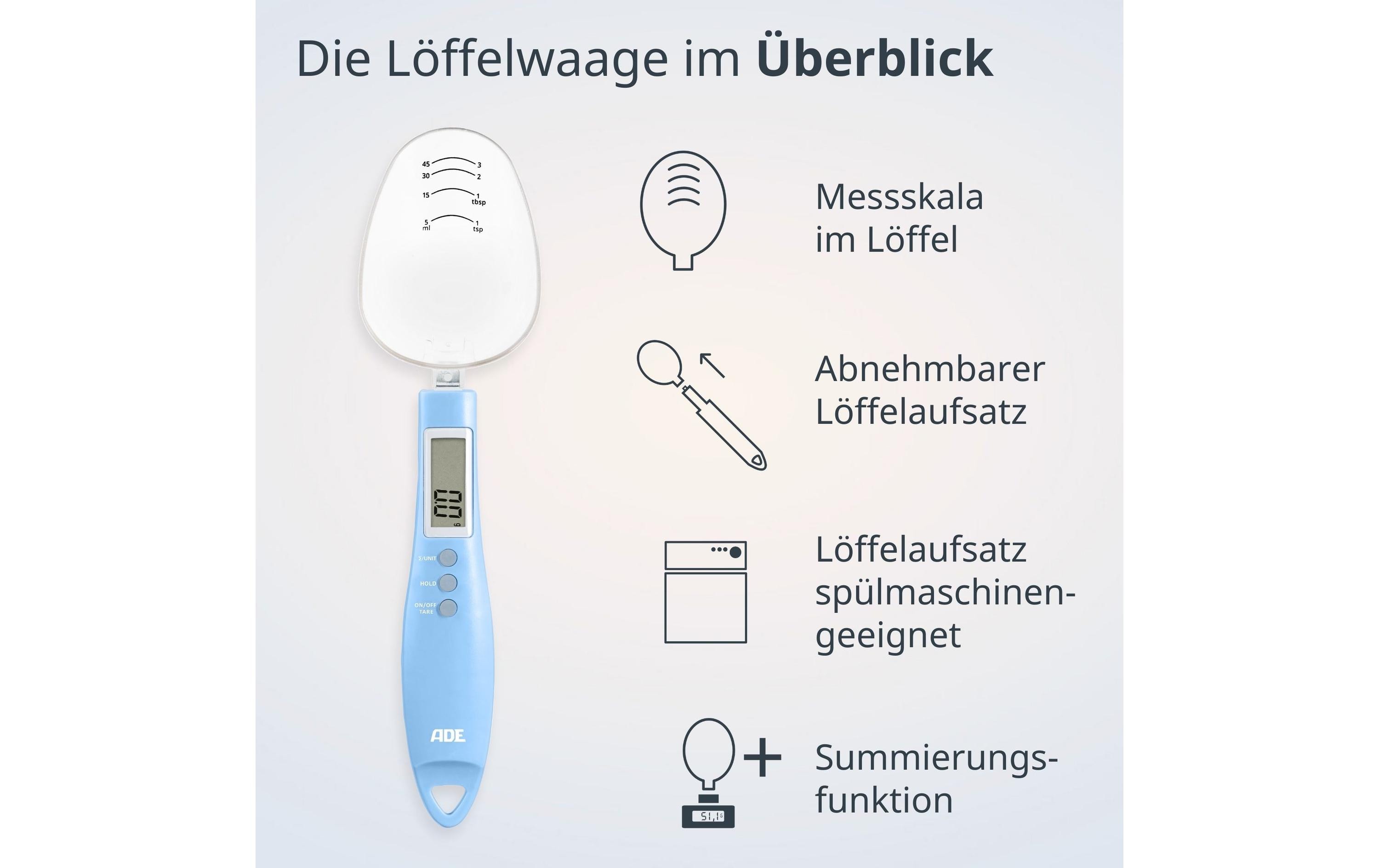 ADE Löffelwaage Eni digital Blau