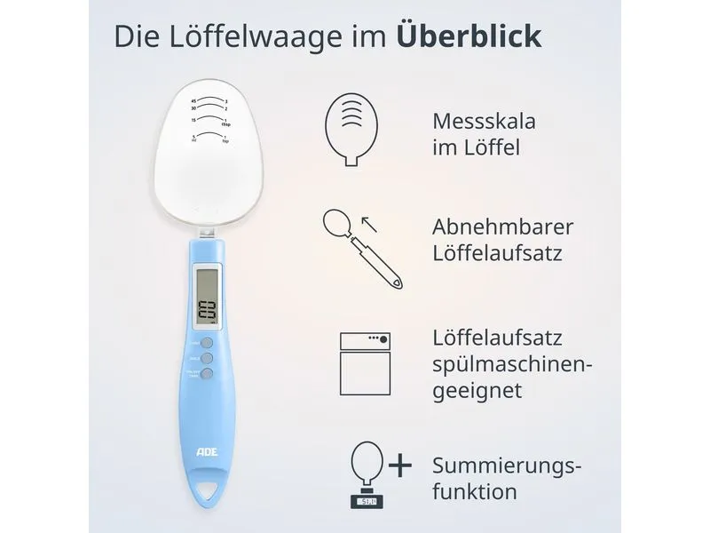 ADE Löffelwaage Eni digital Blau