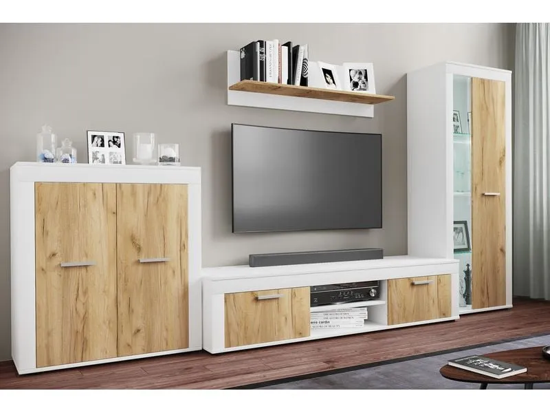 VCM TV-Möbel Usilo XL 160 x 45 cm, Weiss/Braun/Mehrfarbig VCM TV-Möbel Usilo XL 160 x 45 cm, Weiss/Braun/Mehrfarbig