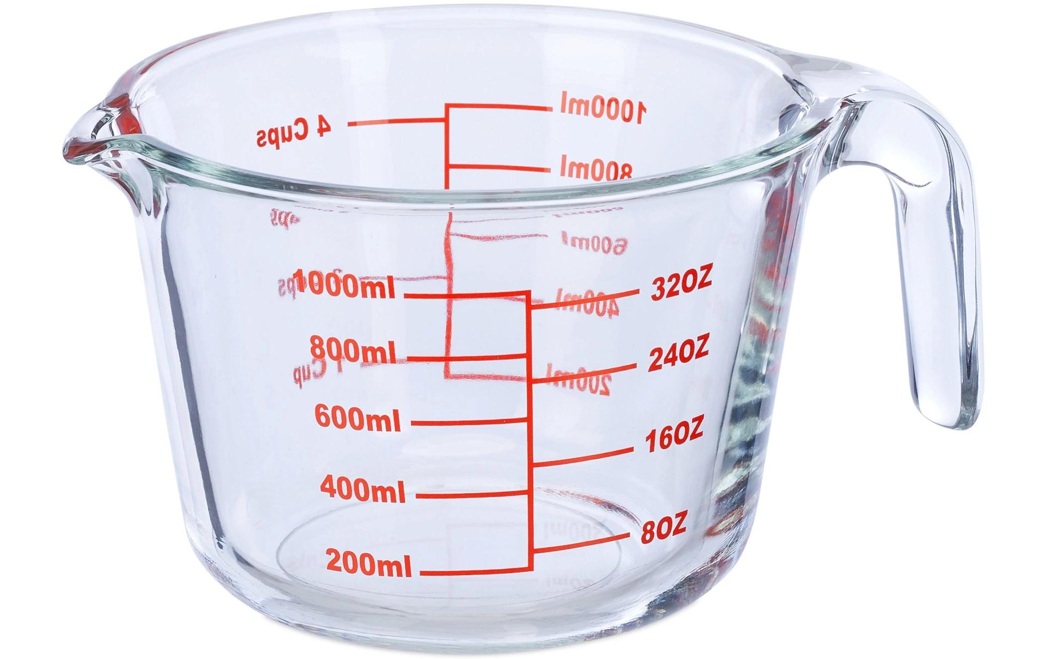 relaxdays Messbecher 1 L, Rot/Transparent