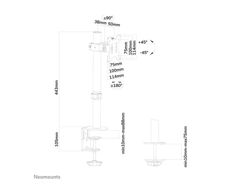 NEOMOUNTS Tischhalterung FPMA-D510 bis 8 kg – Schwarz NEOMOUNTS Tischhalterung FPMA-D510 bis 8 kg – Schwarz