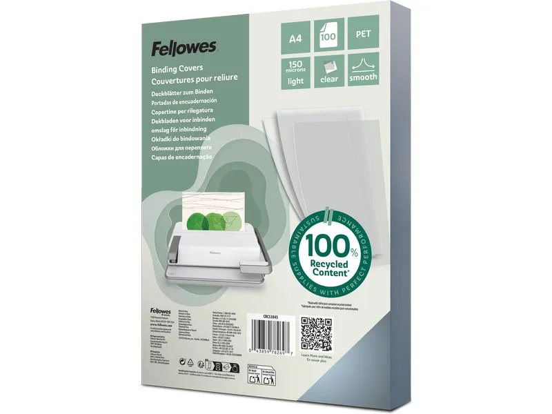 Fellowes Einbanddeckel 150 g/m², 25 Stück, Transparent Fellowes Einbanddeckel 150 g/m², 25 Stück, Transparent