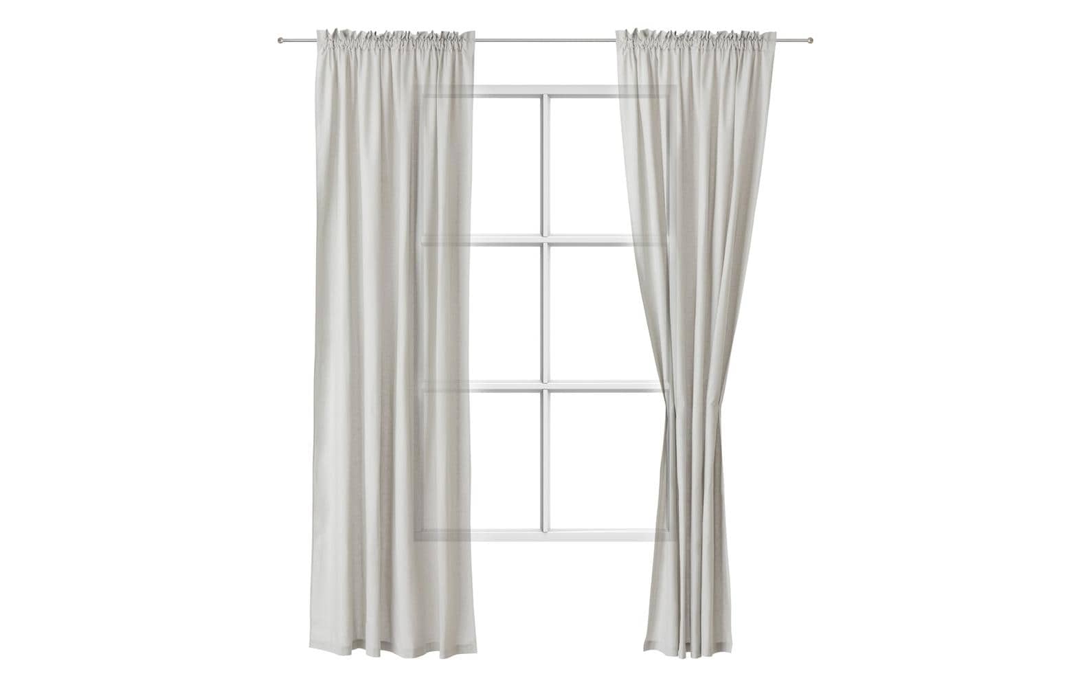 Urbanara Tagvorhang Solana Hellgrau 2er Set 140 x 245 cm